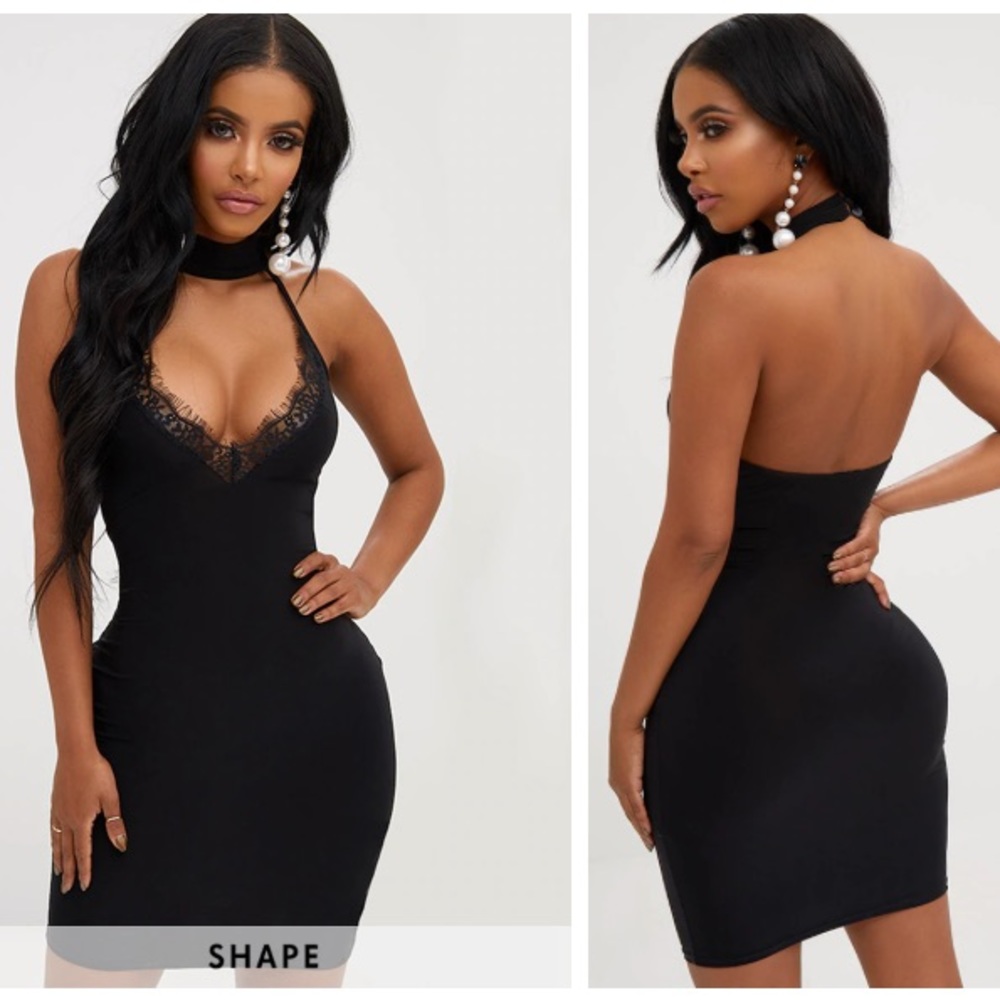 NEW PLT black lace dress choker detail
